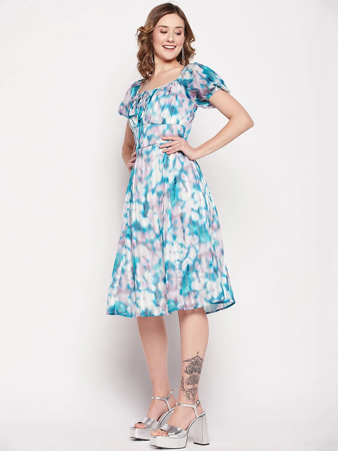 Camla Barcelona Teal Satin Dress