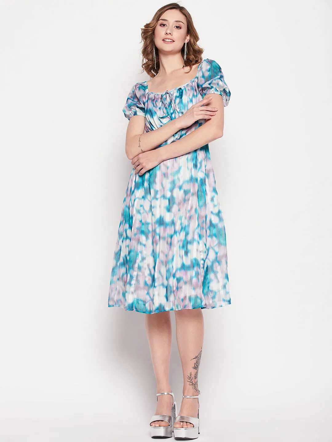 Camla Barcelona Teal Satin Dress
