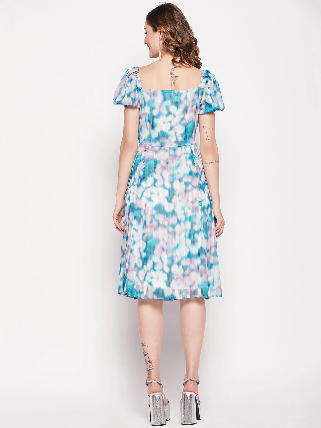 Camla Barcelona Teal Satin Dress