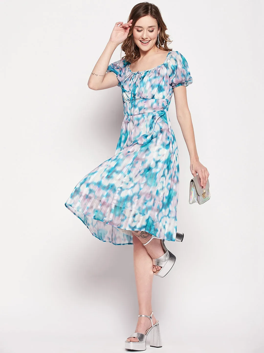Camla Barcelona Teal Satin Dress