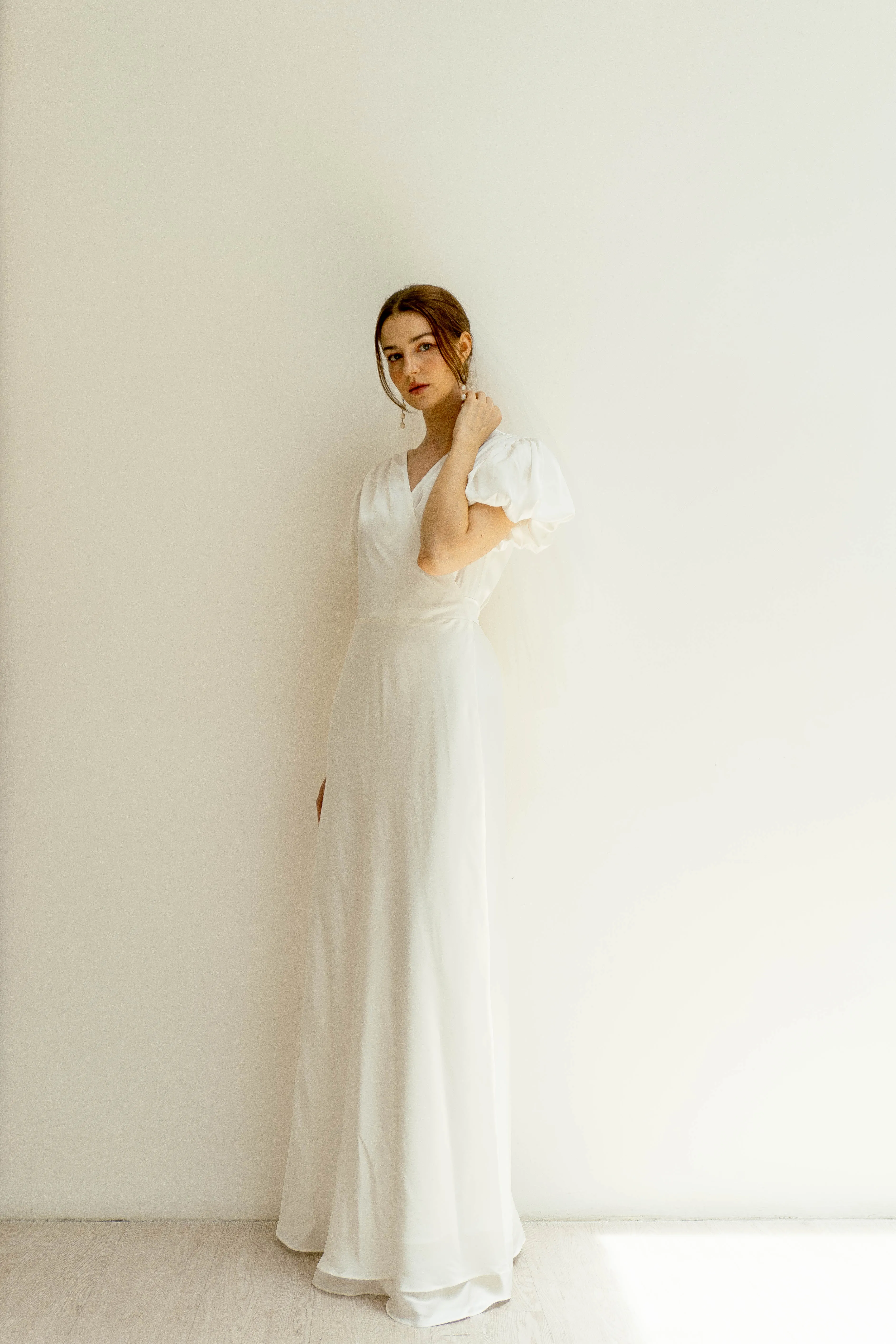 Cassie Puff sleeves Floor length Wrap Dress