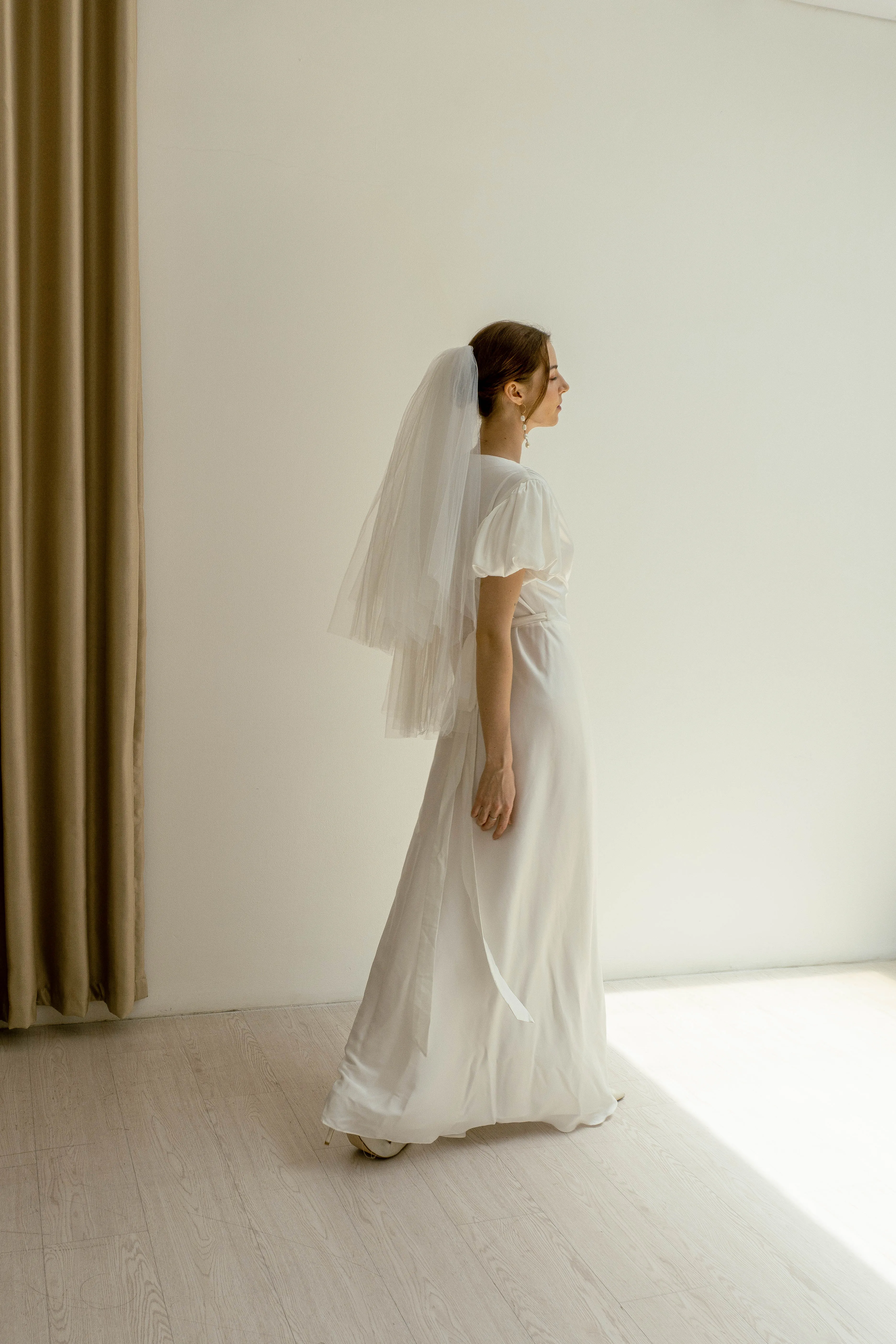 Cassie Puff sleeves Floor length Wrap Dress