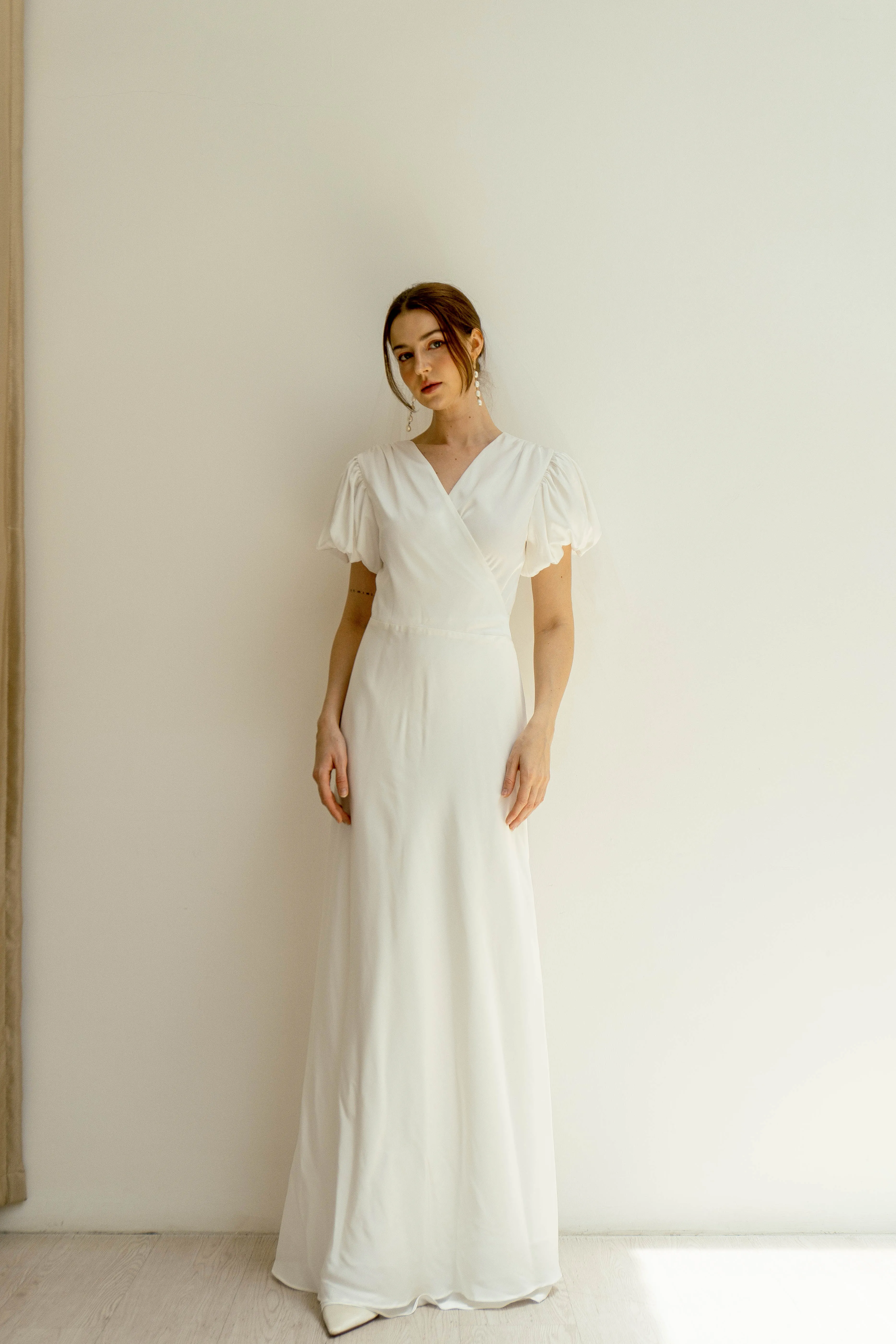 Cassie Puff sleeves Floor length Wrap Dress