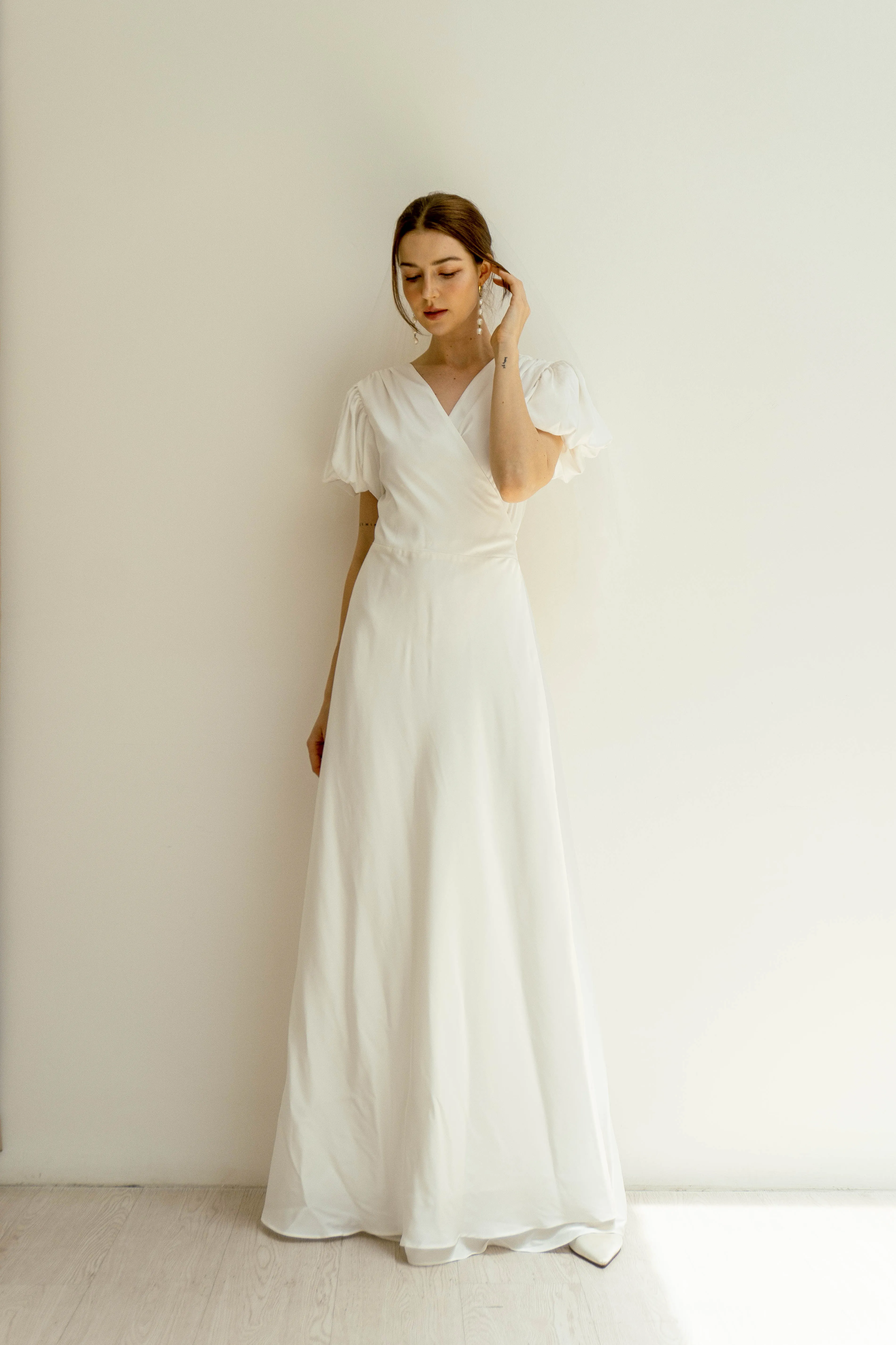 Cassie Puff sleeves Floor length Wrap Dress