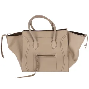 CELINE Luggage Small Square Phantom Tote Bag Beige Leather