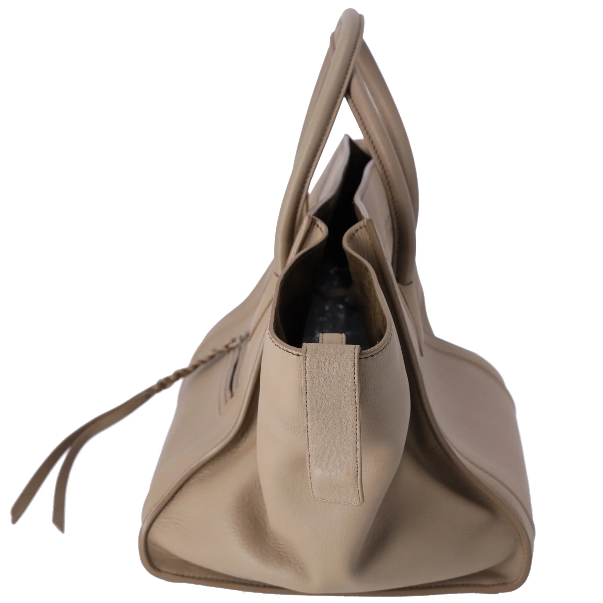 CELINE Luggage Small Square Phantom Tote Bag Beige Leather