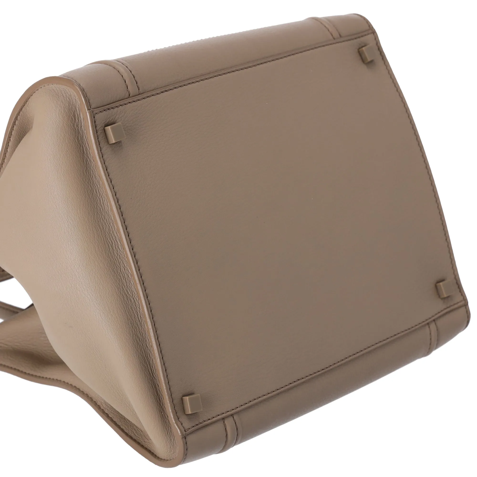CELINE Luggage Small Square Phantom Tote Bag Beige Leather