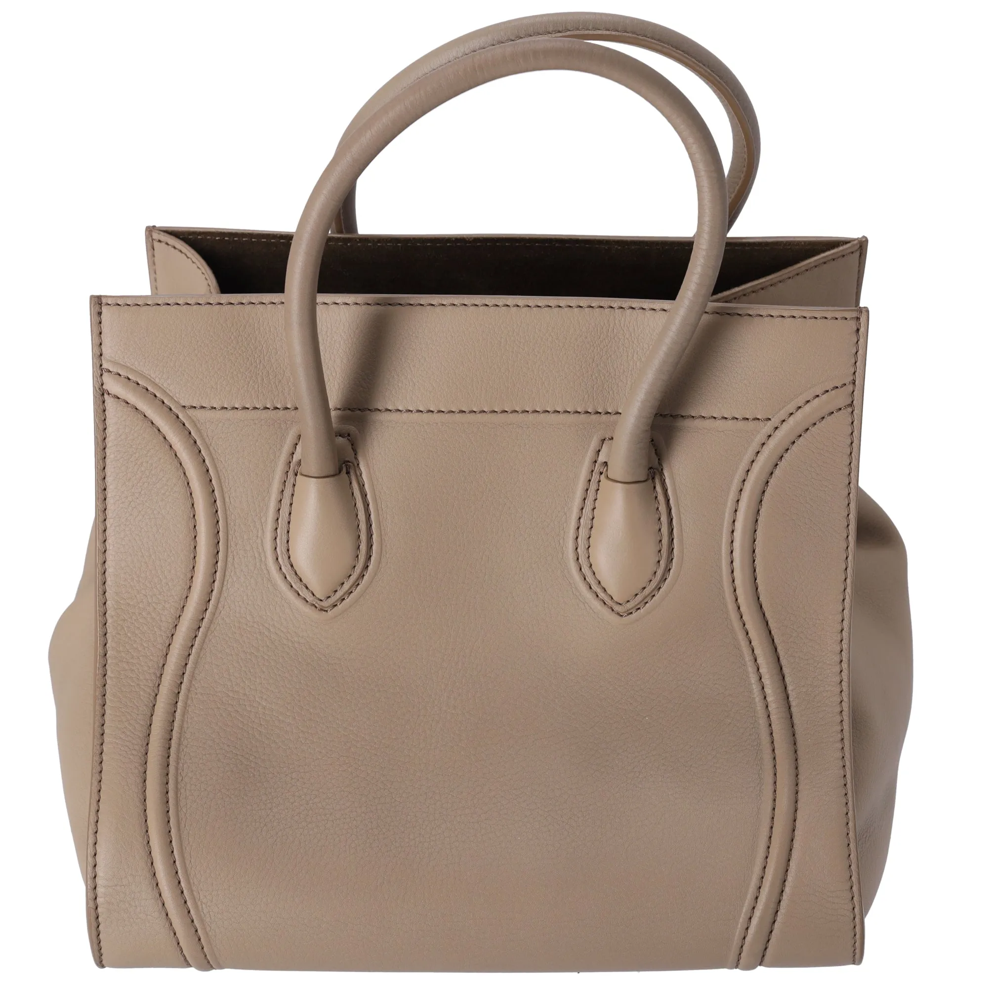 CELINE Luggage Small Square Phantom Tote Bag Beige Leather