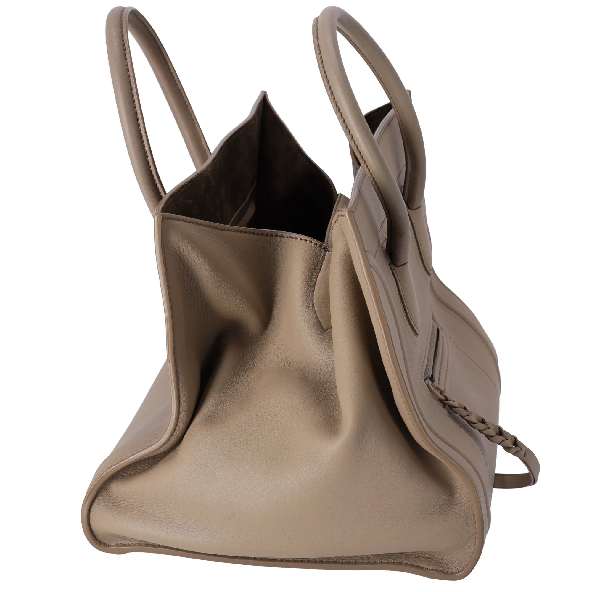 CELINE Luggage Small Square Phantom Tote Bag Beige Leather