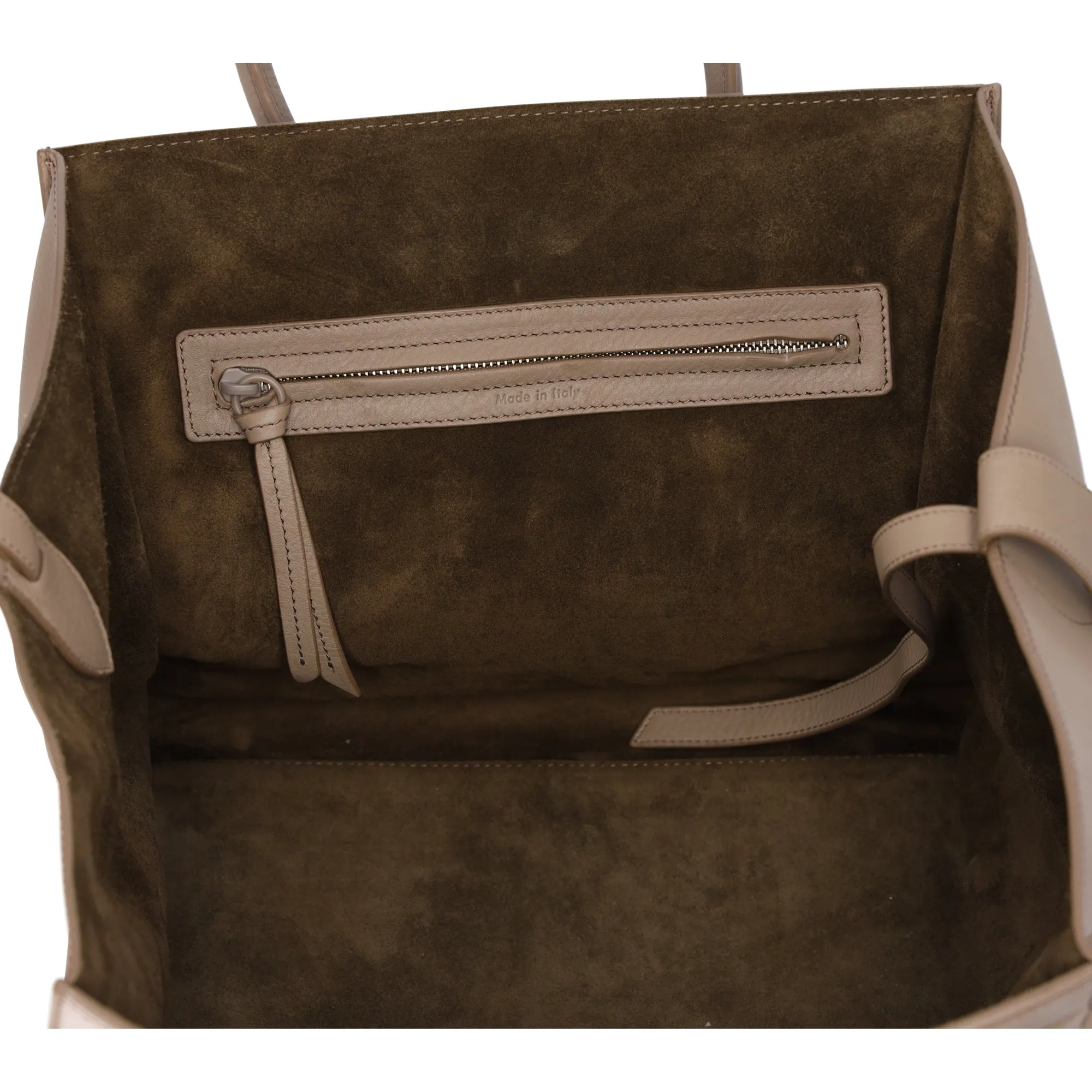CELINE Luggage Small Square Phantom Tote Bag Beige Leather