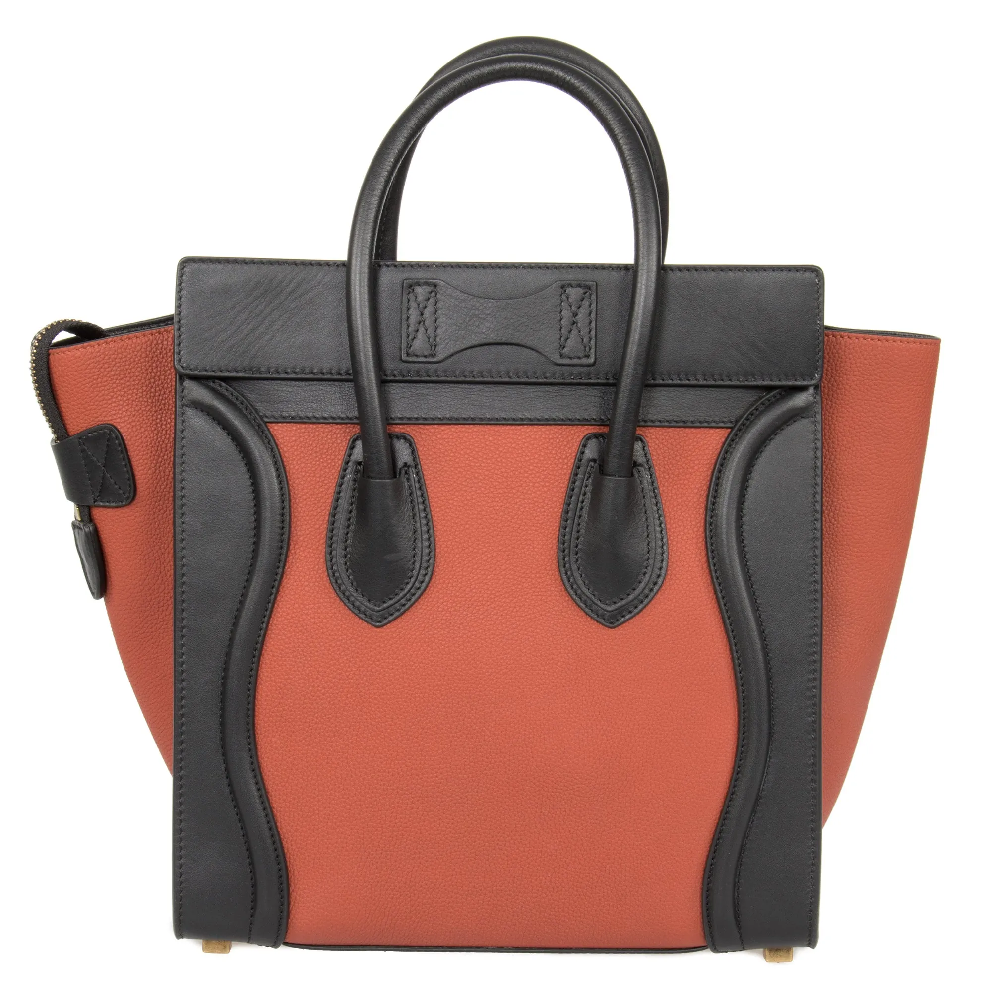 Celine Micro Luggage Leather Bag | Tri-Color Black w/ Gold Hardware