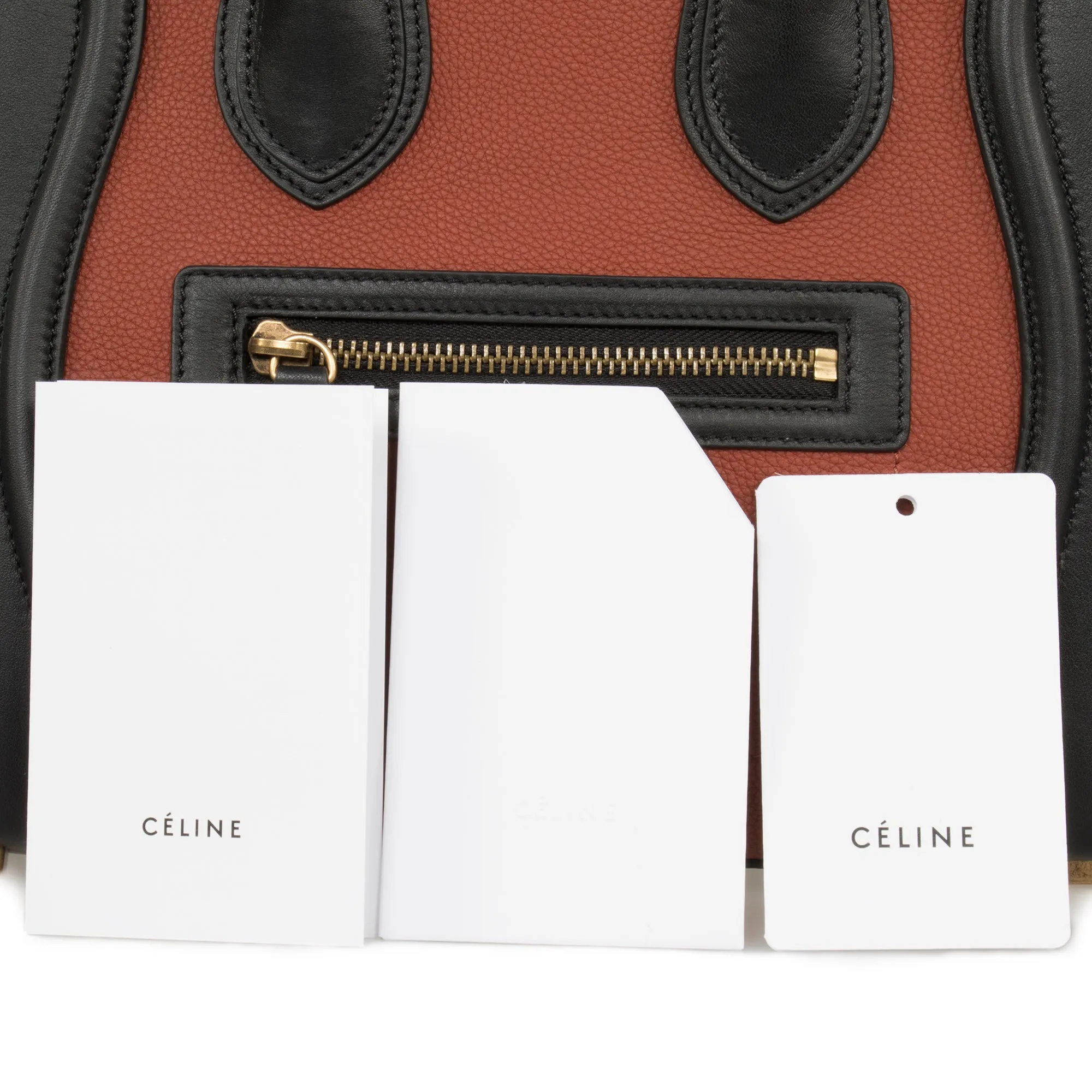 Celine Micro Luggage Leather Bag | Tri-Color Black w/ Gold Hardware