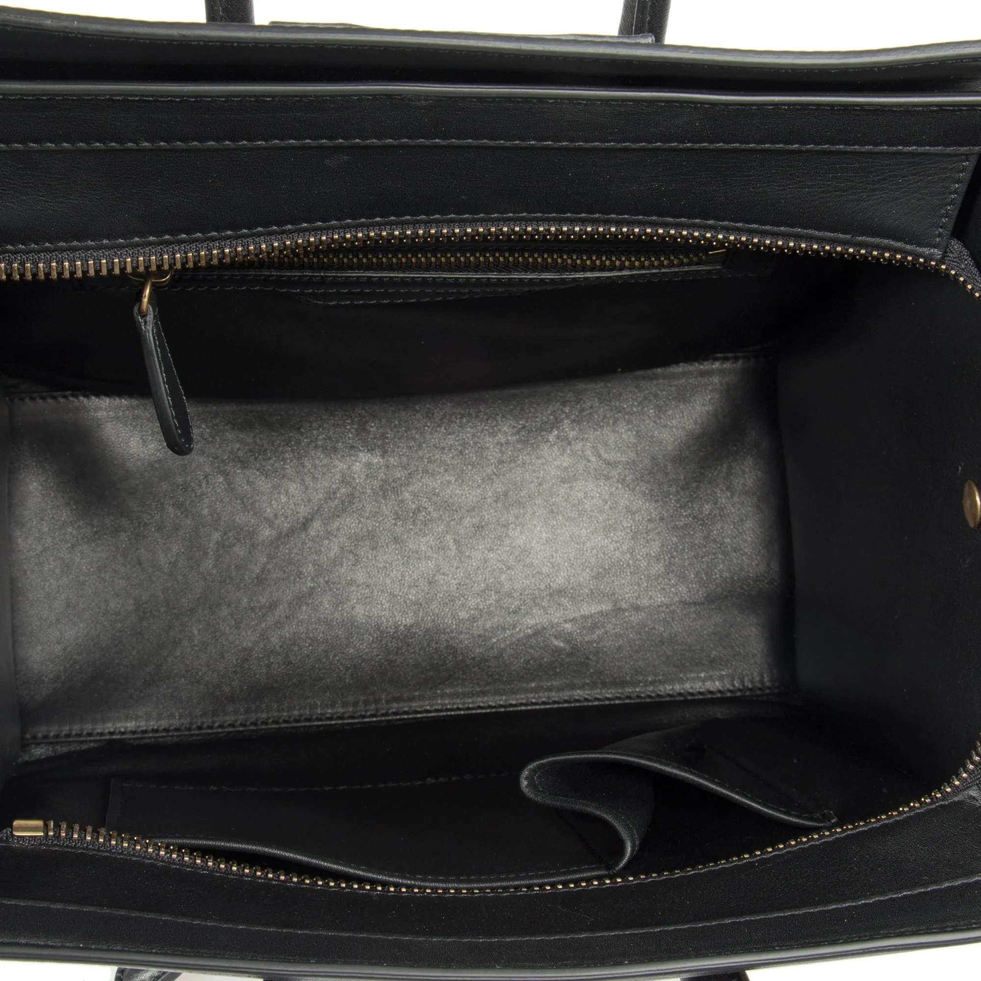 Celine Micro Luggage Leather Bag | Tri-Color Black w/ Gold Hardware