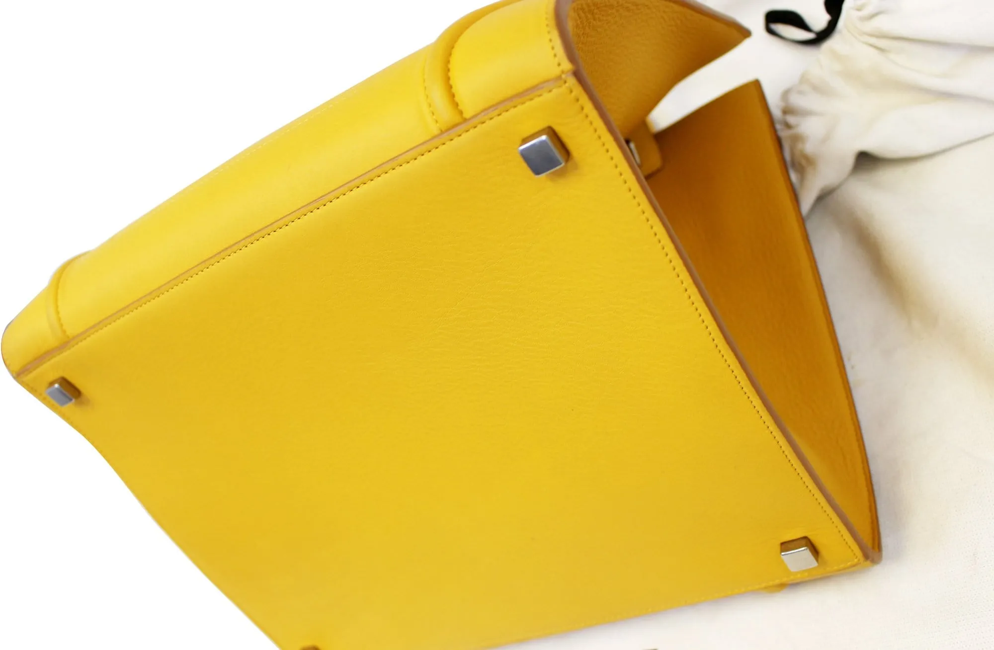 Celine Yellow Leather Medium Phantom Luggage Tote Bag