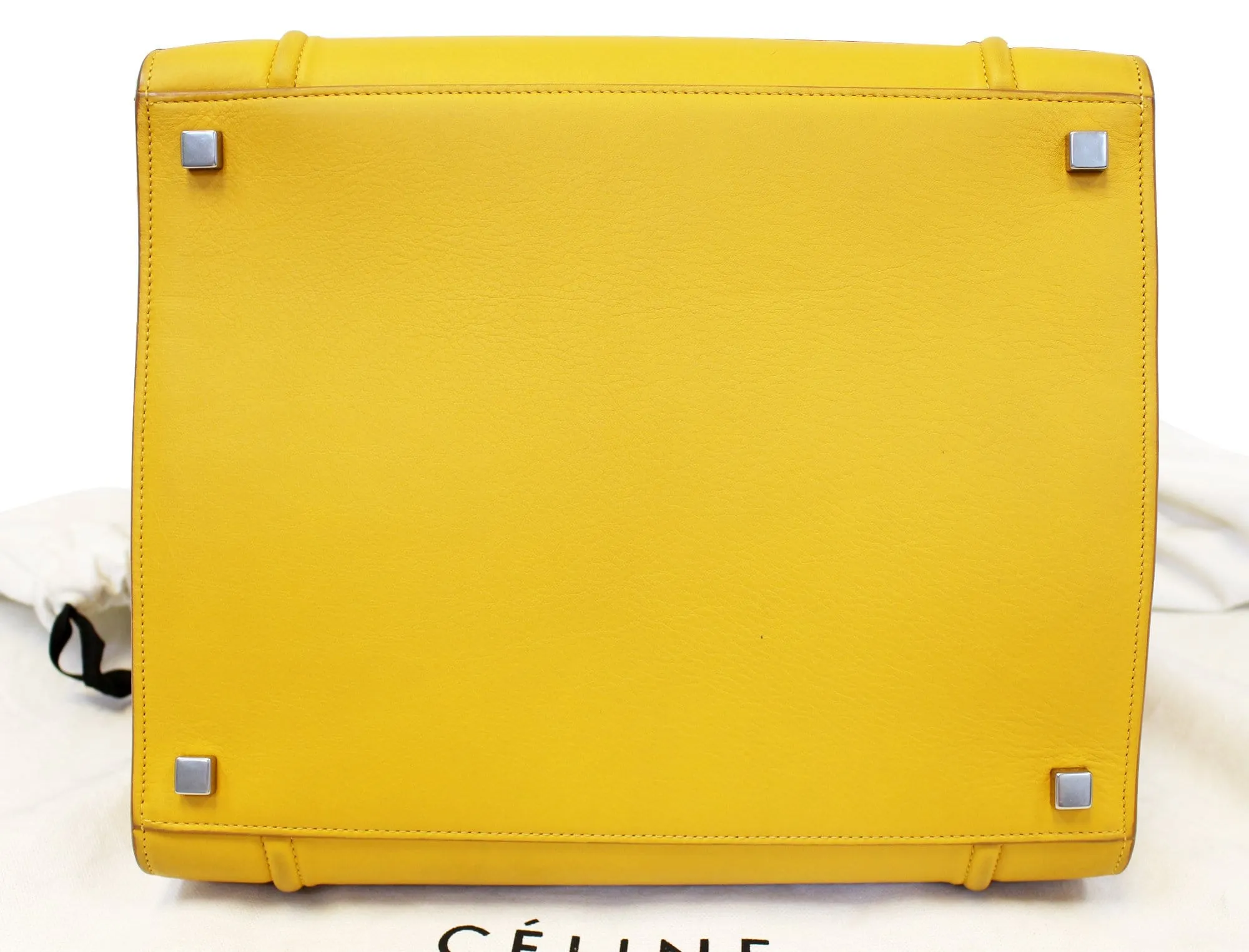 Celine Yellow Leather Medium Phantom Luggage Tote Bag