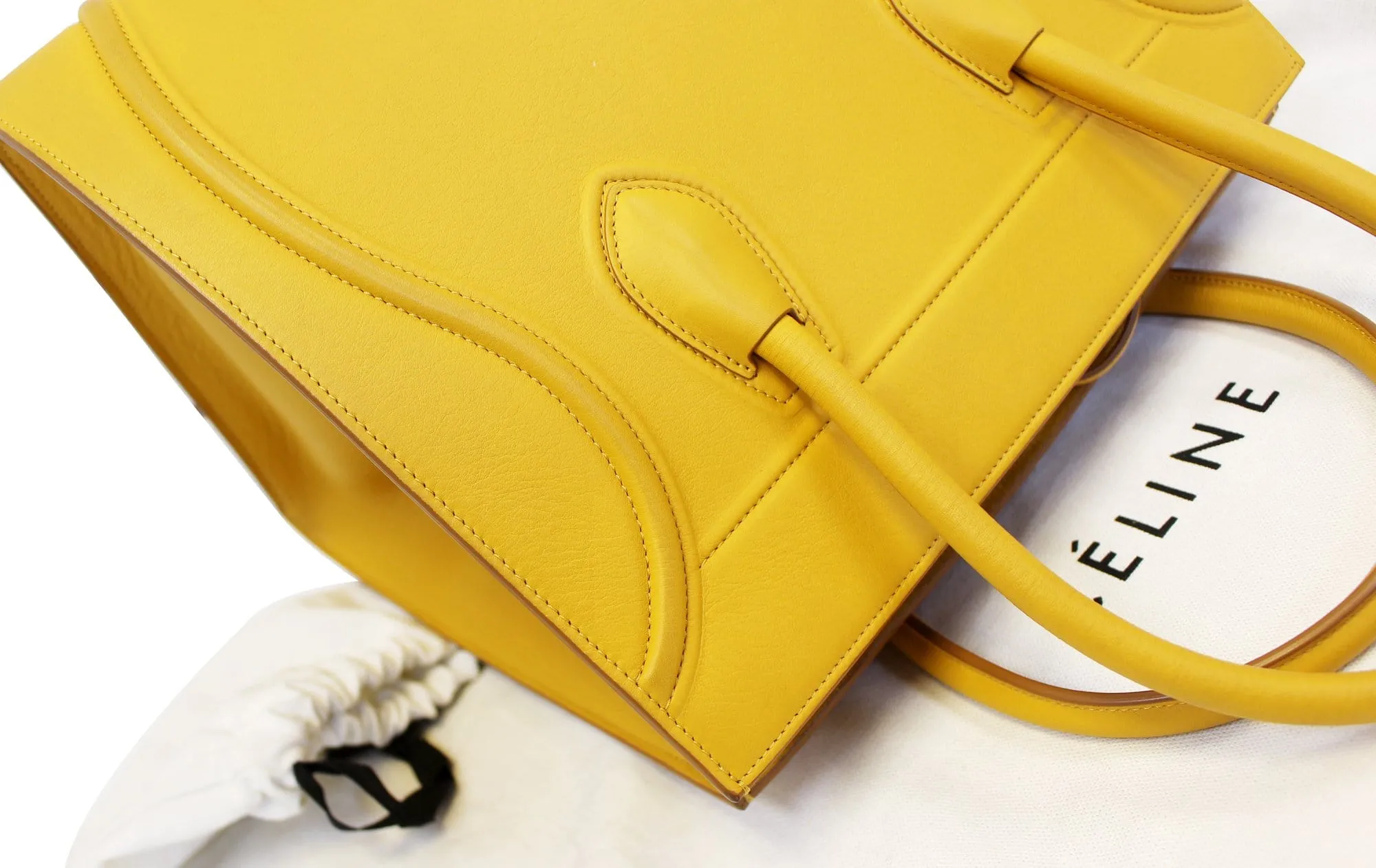 Celine Yellow Leather Medium Phantom Luggage Tote Bag