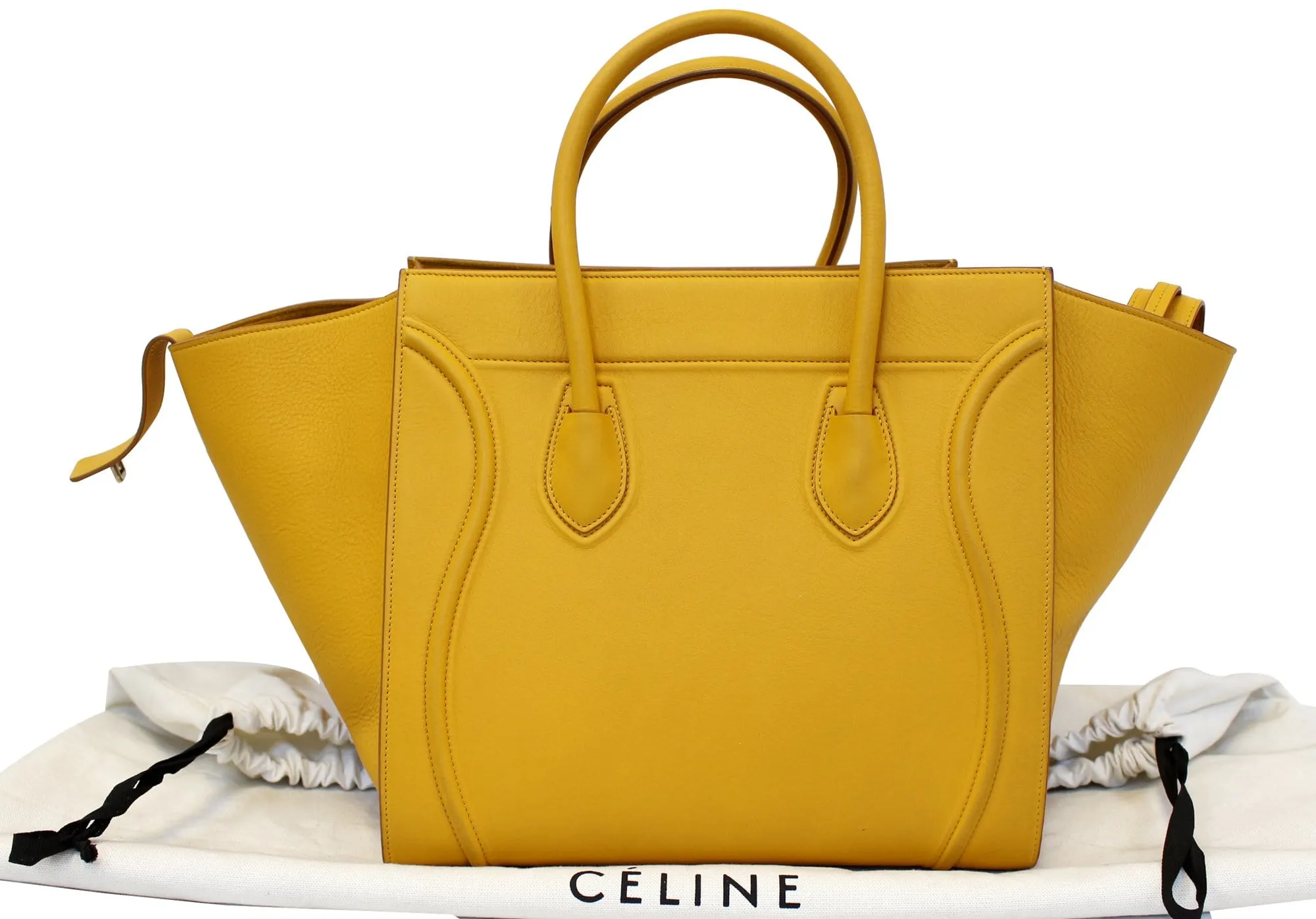 Celine Yellow Leather Medium Phantom Luggage Tote Bag