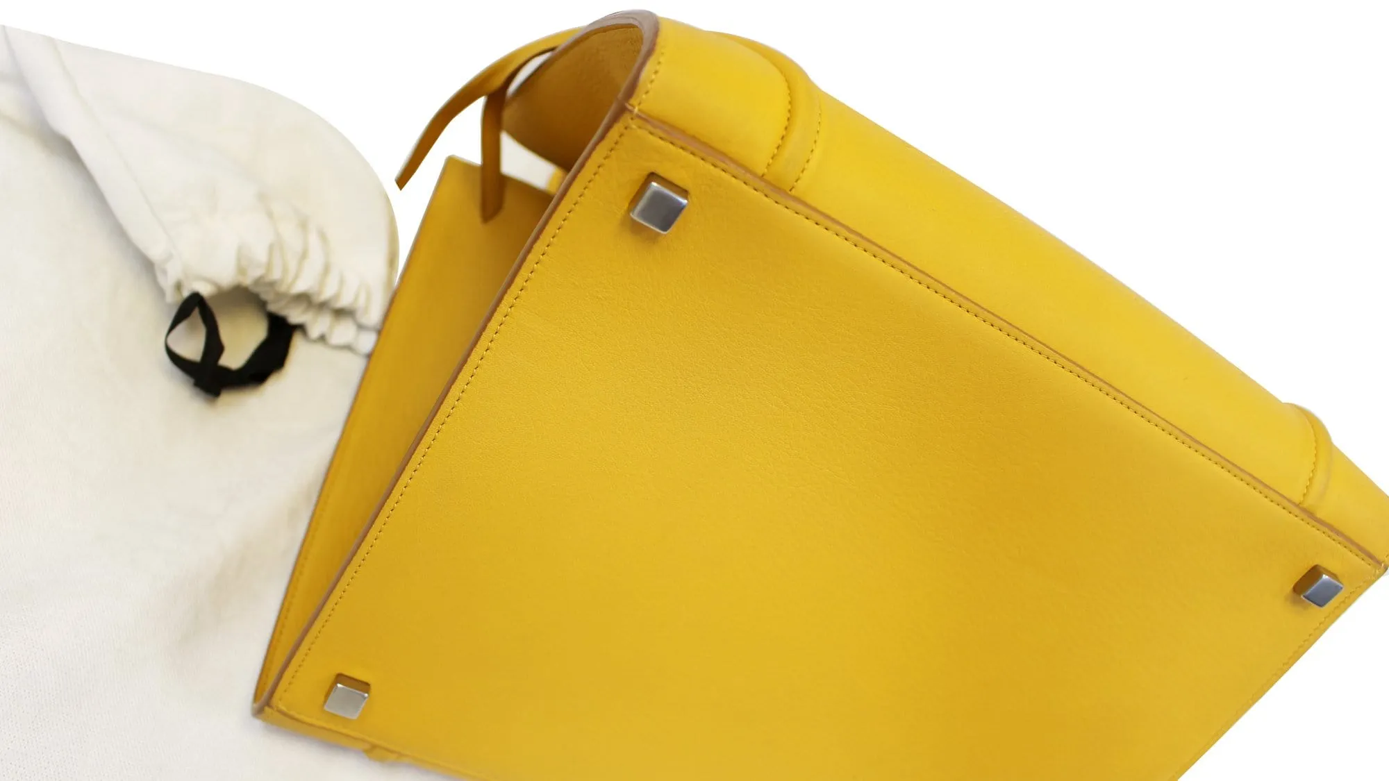 Celine Yellow Leather Medium Phantom Luggage Tote Bag
