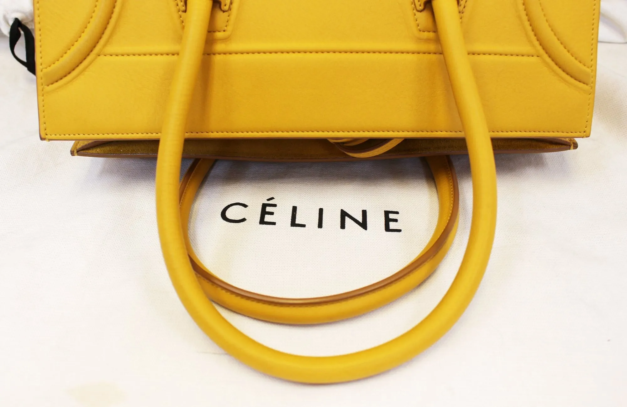 Celine Yellow Leather Medium Phantom Luggage Tote Bag