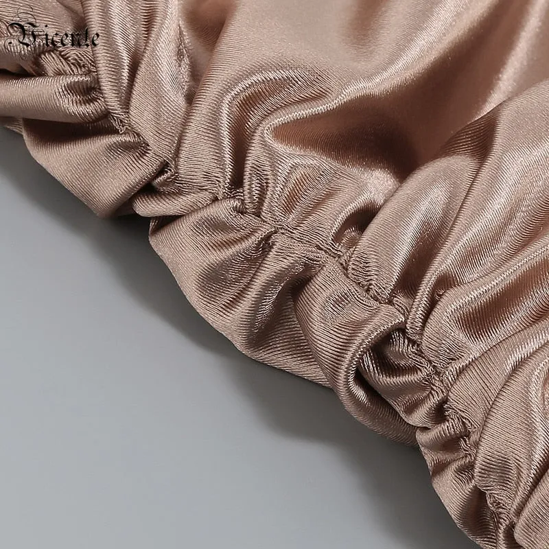 Champage One Shoulder Slit Dress