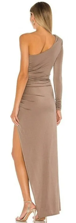 Champage One Shoulder Slit Dress