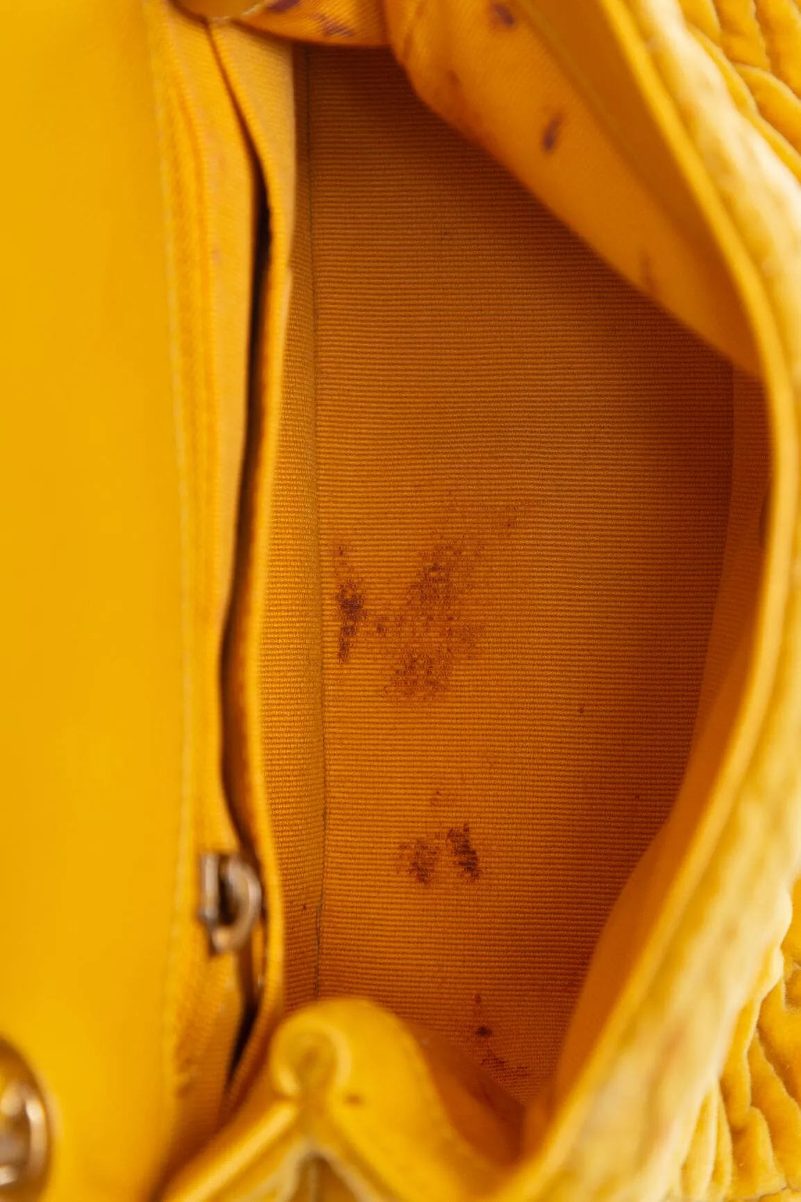 Chanel 2021 Yellow Velvet Camellia Mini Flap Handbag