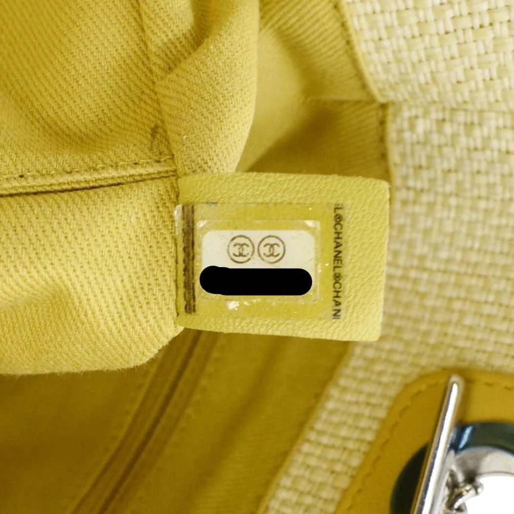 CHANEL Deauville Straw Raffia Tote Bag Yellow