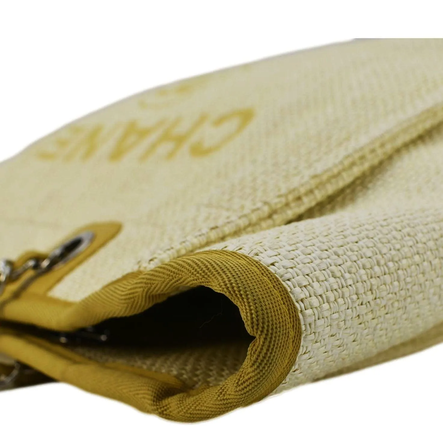 CHANEL Deauville Straw Raffia Tote Bag Yellow