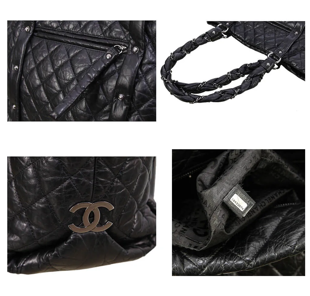 Chanel Grand Shopping Tote Black Calfskin Leather
