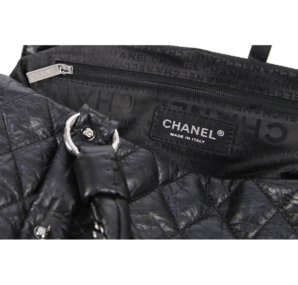Chanel Grand Shopping Tote Black Calfskin Leather