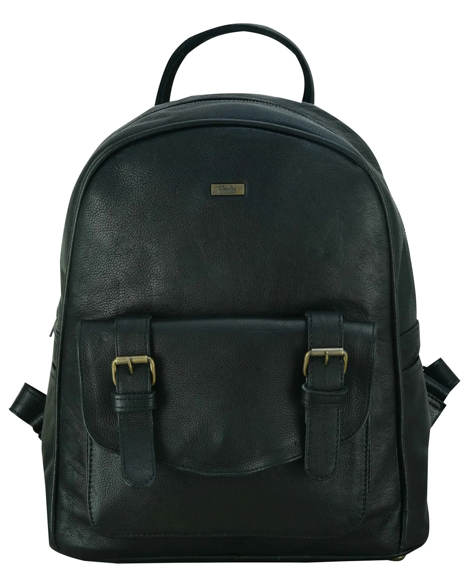 Charlie London One Pocket Classic Leather DayPack Backpack