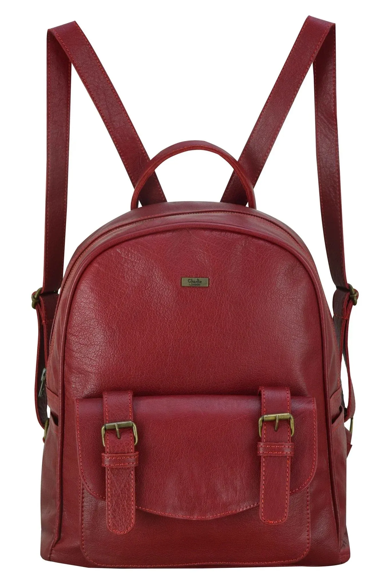Charlie London One Pocket Classic Leather DayPack Backpack