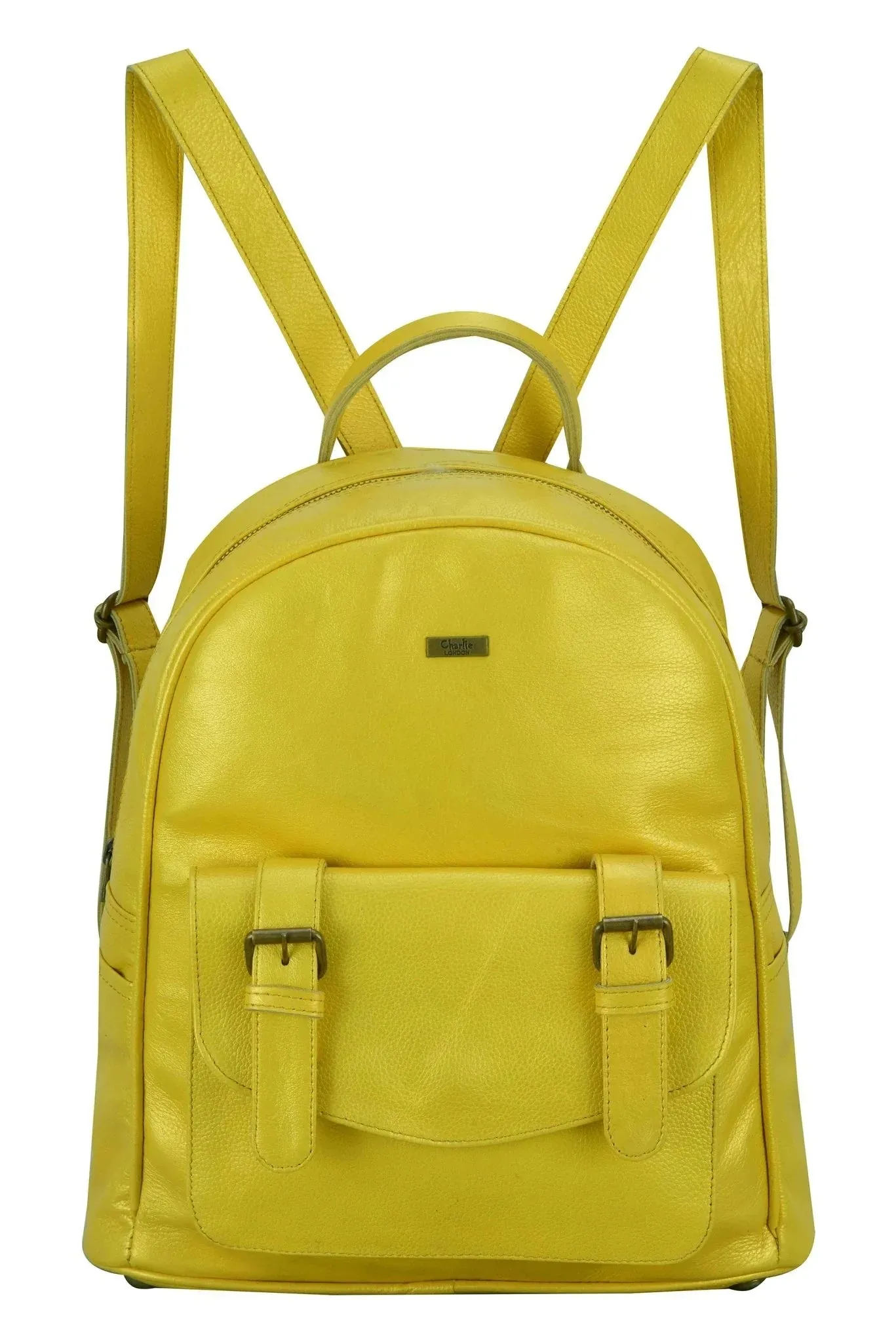 Charlie London One Pocket Classic Leather DayPack Backpack