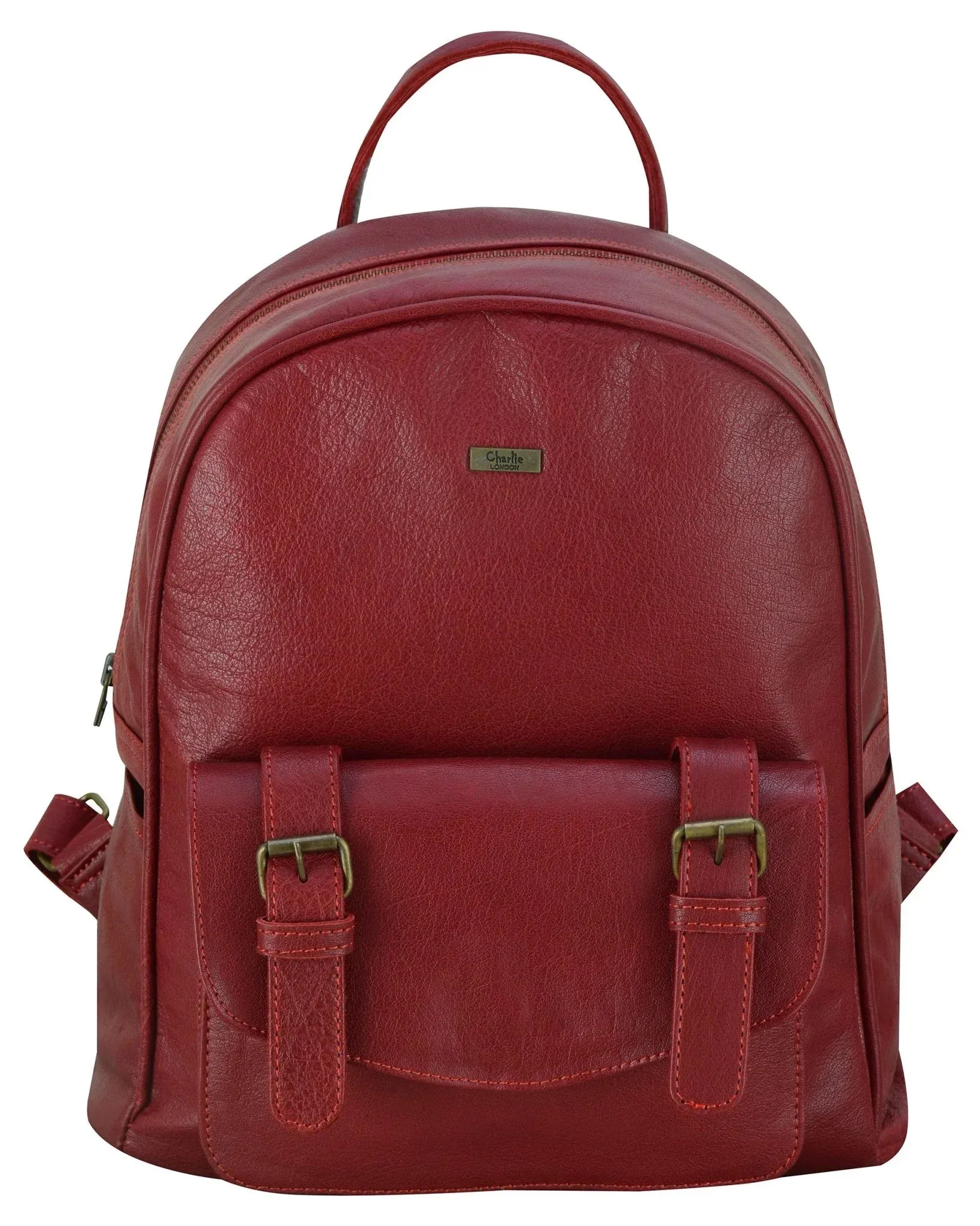 Charlie London One Pocket Classic Leather DayPack Backpack