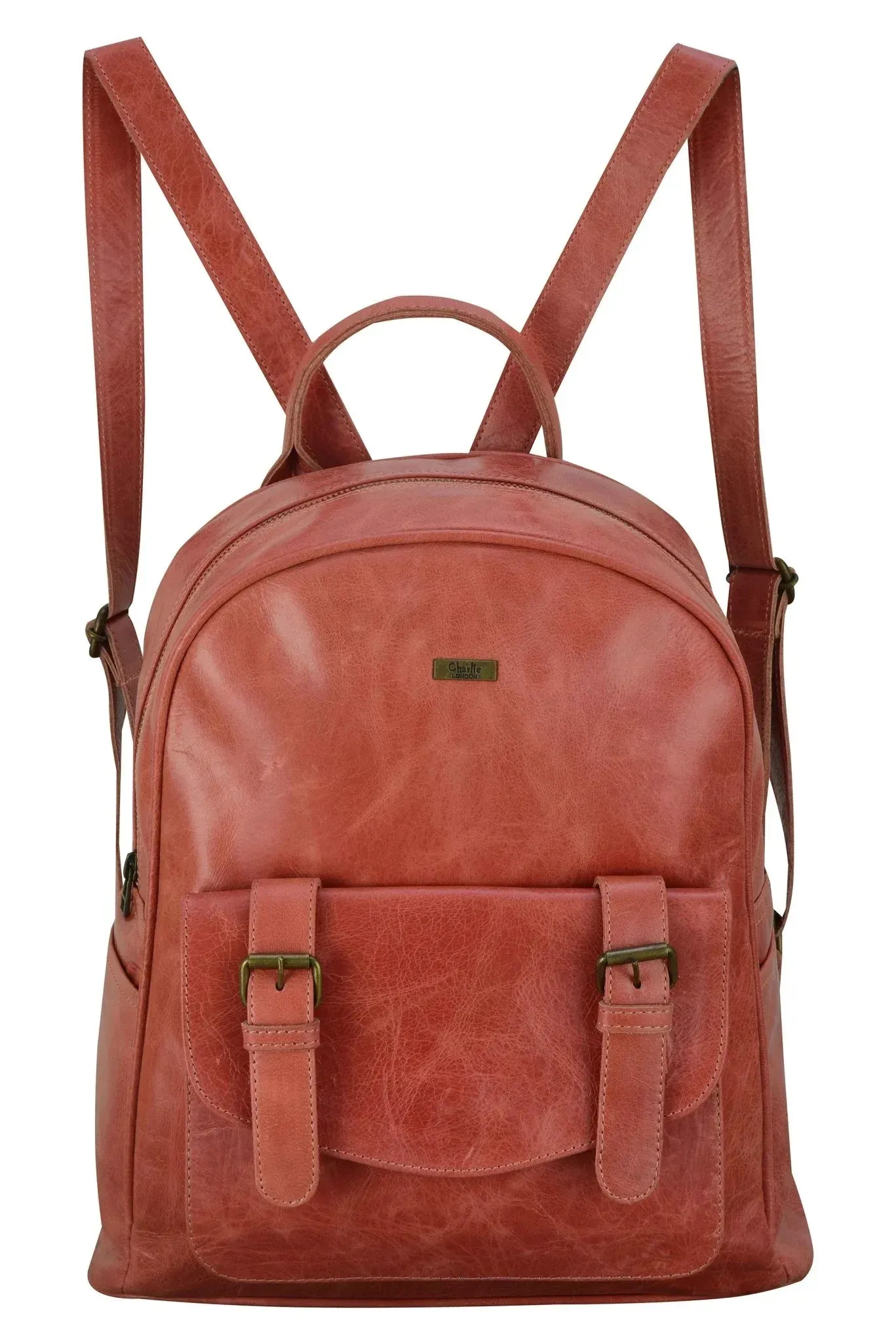 Charlie London One Pocket Classic Leather DayPack Backpack