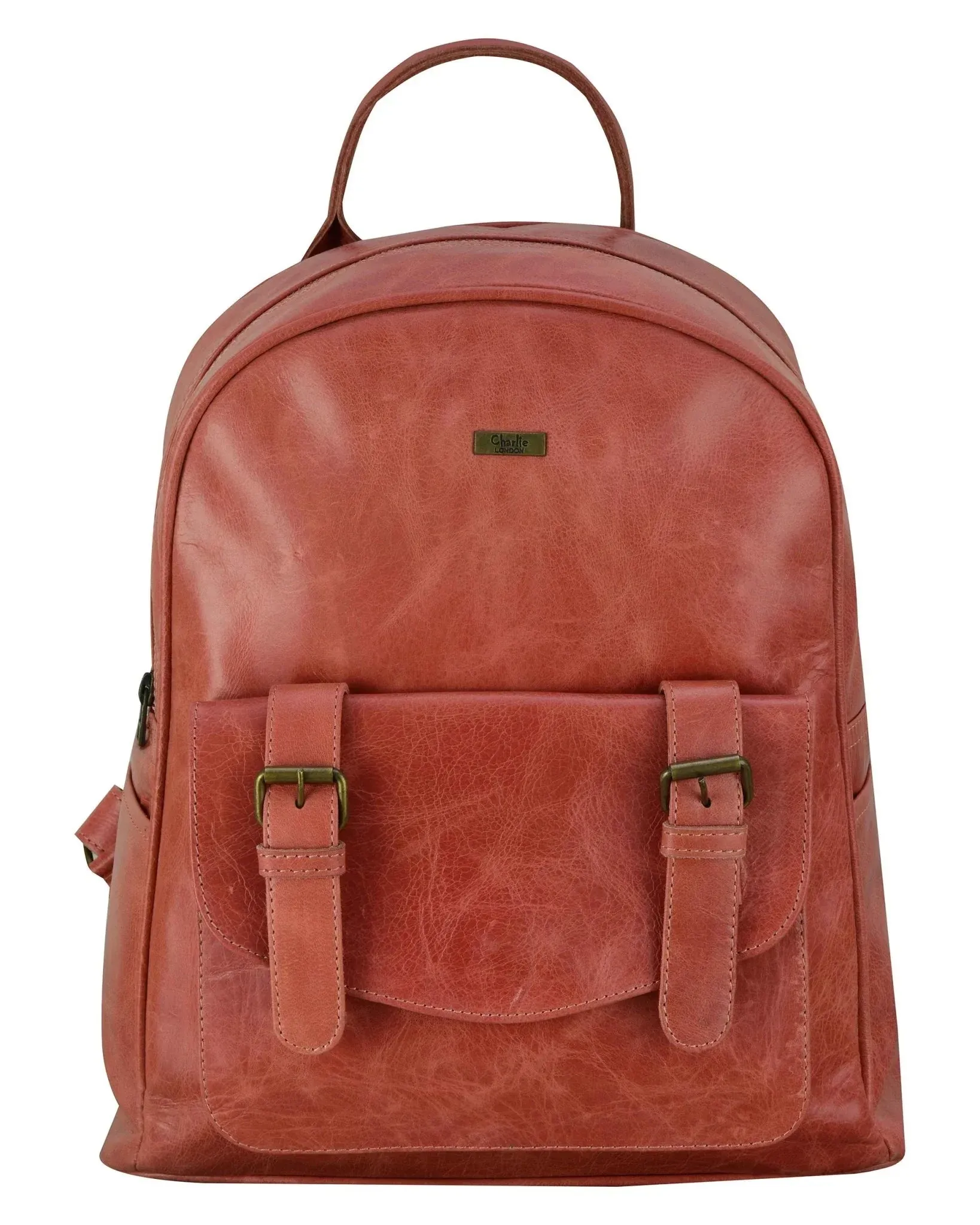 Charlie London One Pocket Classic Leather DayPack Backpack