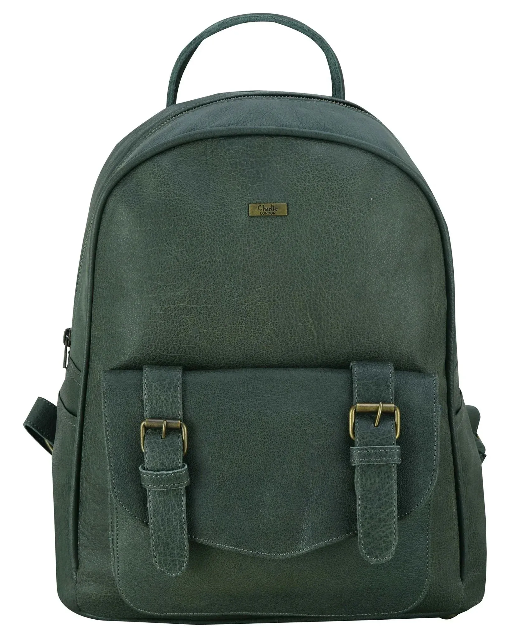 Charlie London One Pocket Classic Leather DayPack Backpack