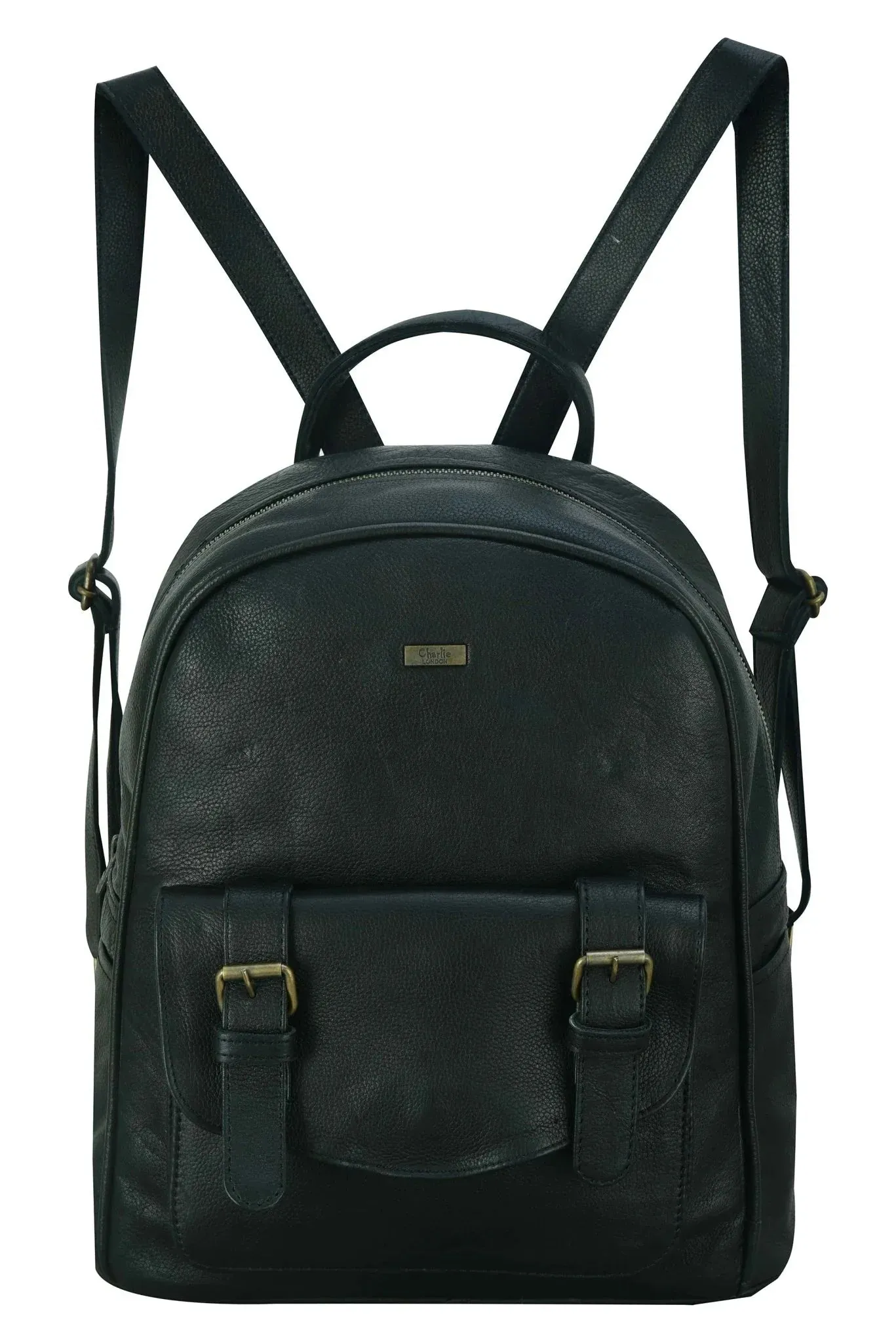 Charlie London One Pocket Classic Leather DayPack Backpack
