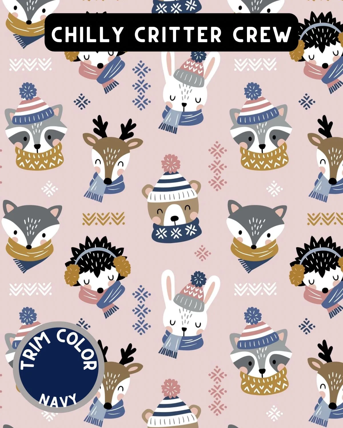 Chilly Critter Crew - Dog Pajama with Navy Neck & Trim/Sleeves
