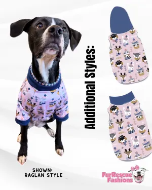 Chilly Critter Crew - Dog Pajama with Navy Neck & Trim/Sleeves