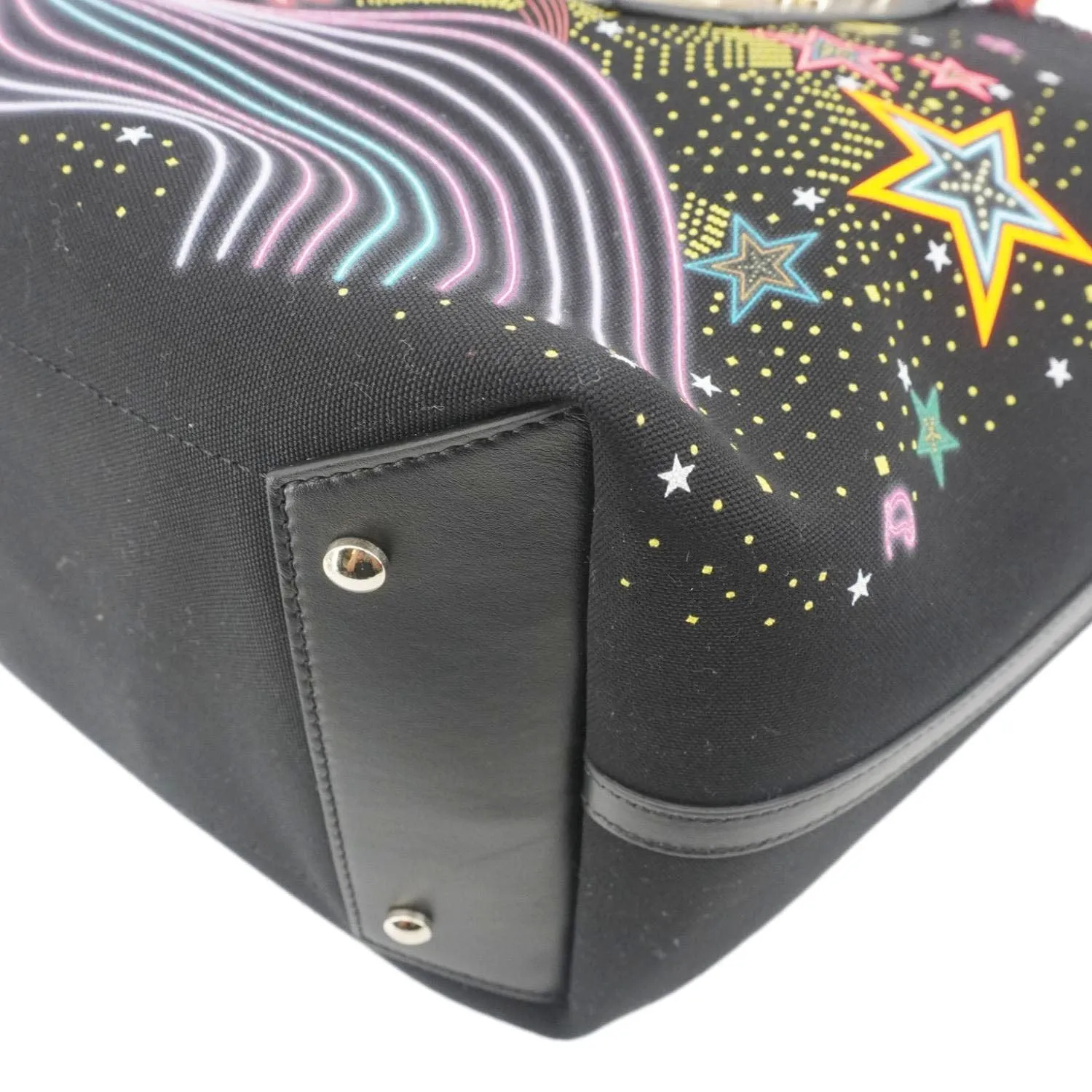 CHRISTIAN LOUBOUTIN Frangibus Canvas Tote Shoulder Bag Black