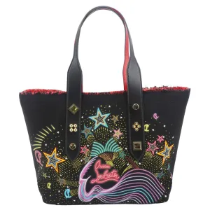 CHRISTIAN LOUBOUTIN Frangibus Canvas Tote Shoulder Bag Black