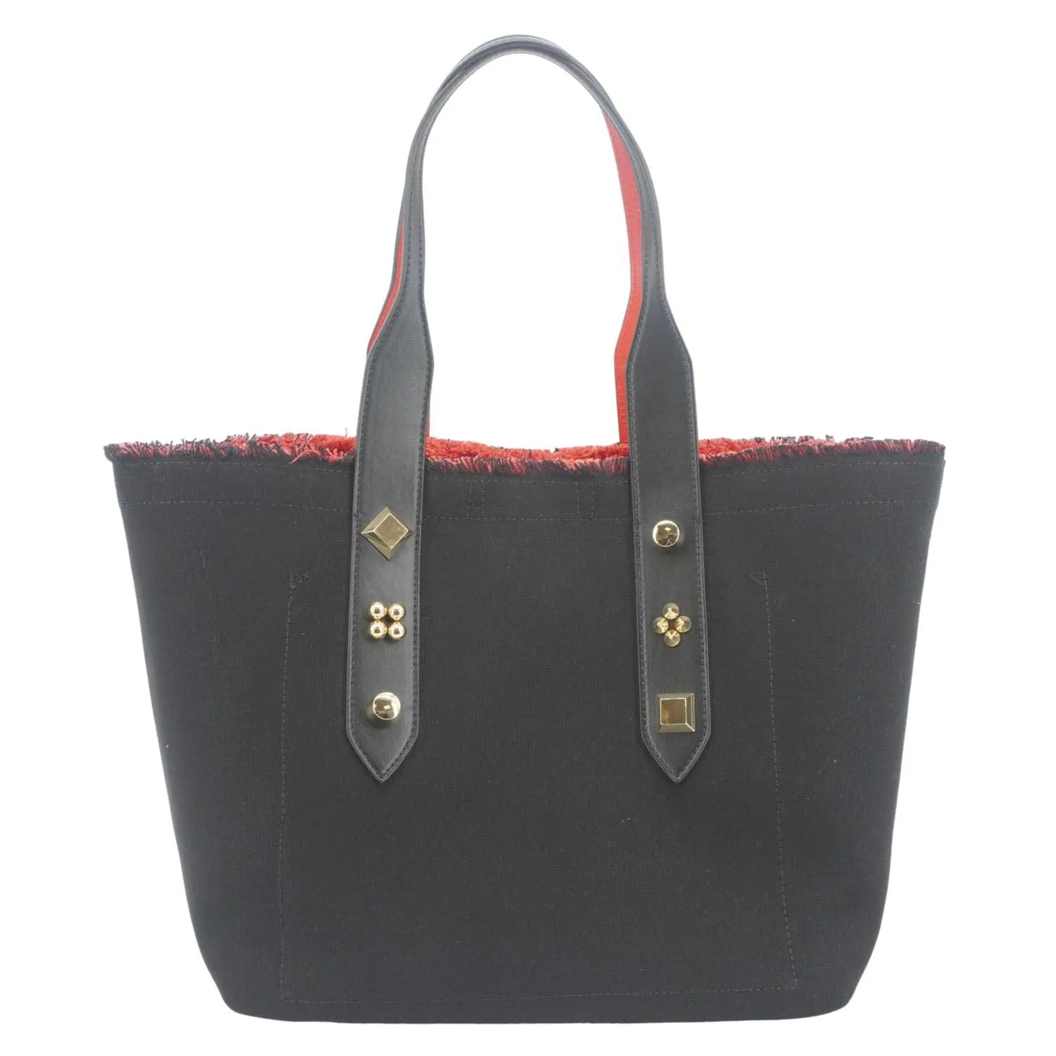 CHRISTIAN LOUBOUTIN Frangibus Canvas Tote Shoulder Bag Black