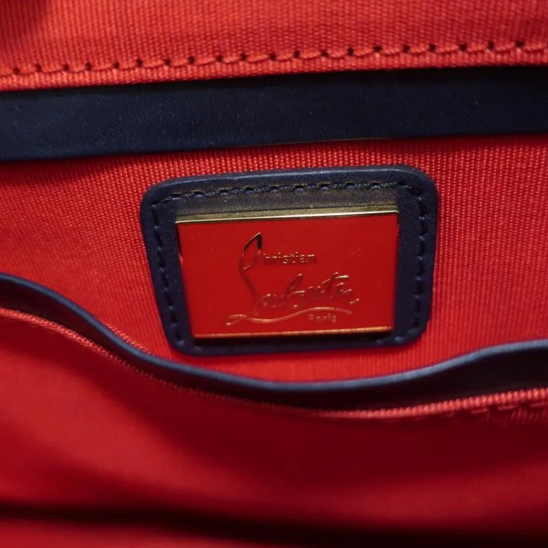 Christian Louboutin Passage Messenger Bag Navy Pebbled Leather Shoulder Bag