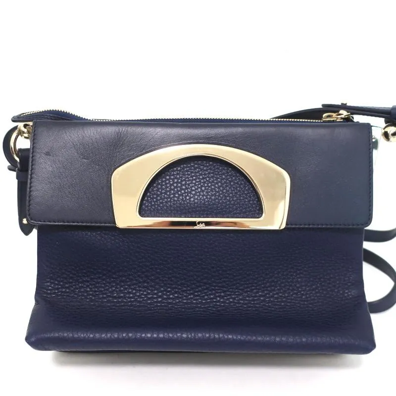 Christian Louboutin Passage Messenger Bag Navy Pebbled Leather Shoulder Bag