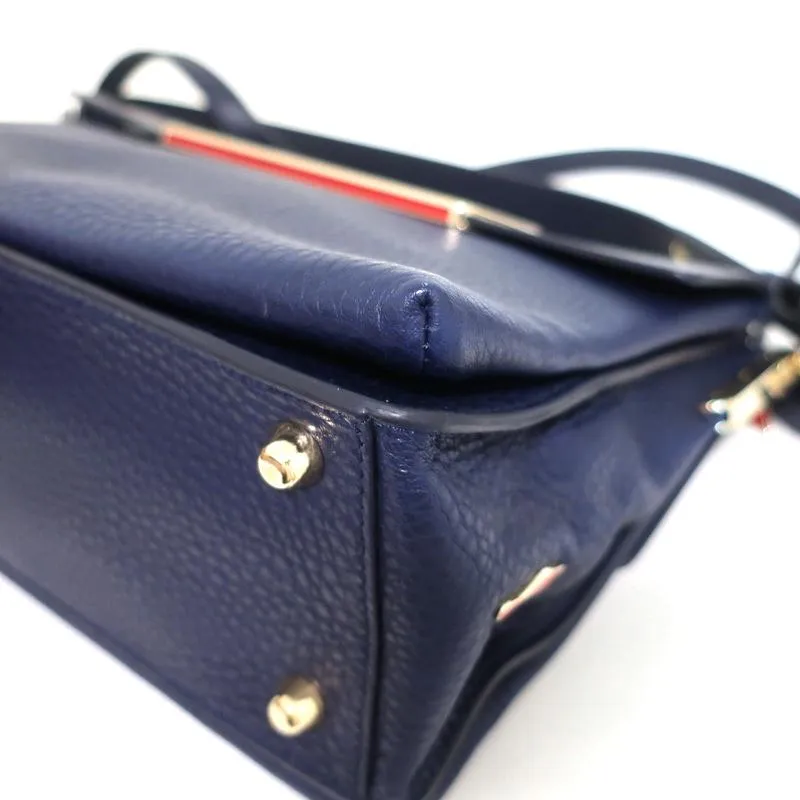 Christian Louboutin Passage Messenger Bag Navy Pebbled Leather Shoulder Bag