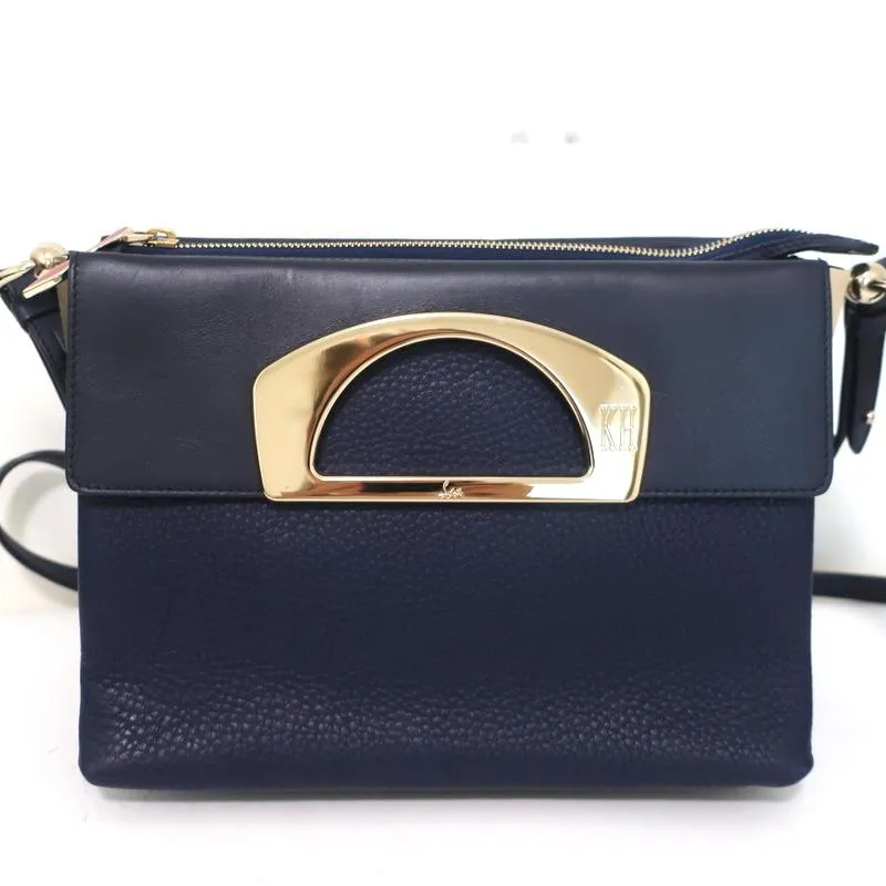 Christian Louboutin Passage Messenger Bag Navy Pebbled Leather Shoulder Bag