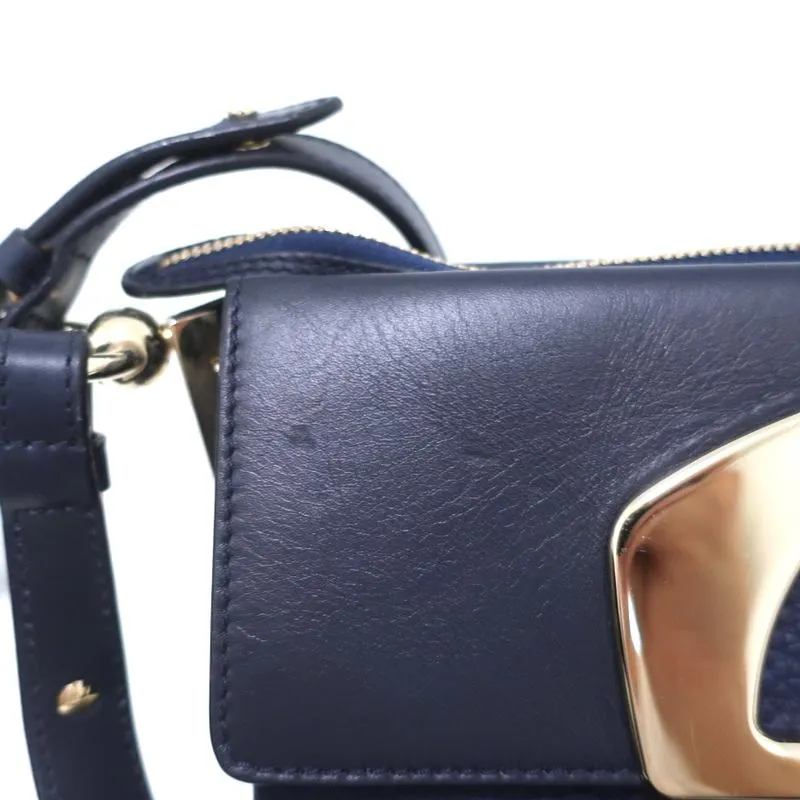 Christian Louboutin Passage Messenger Bag Navy Pebbled Leather Shoulder Bag