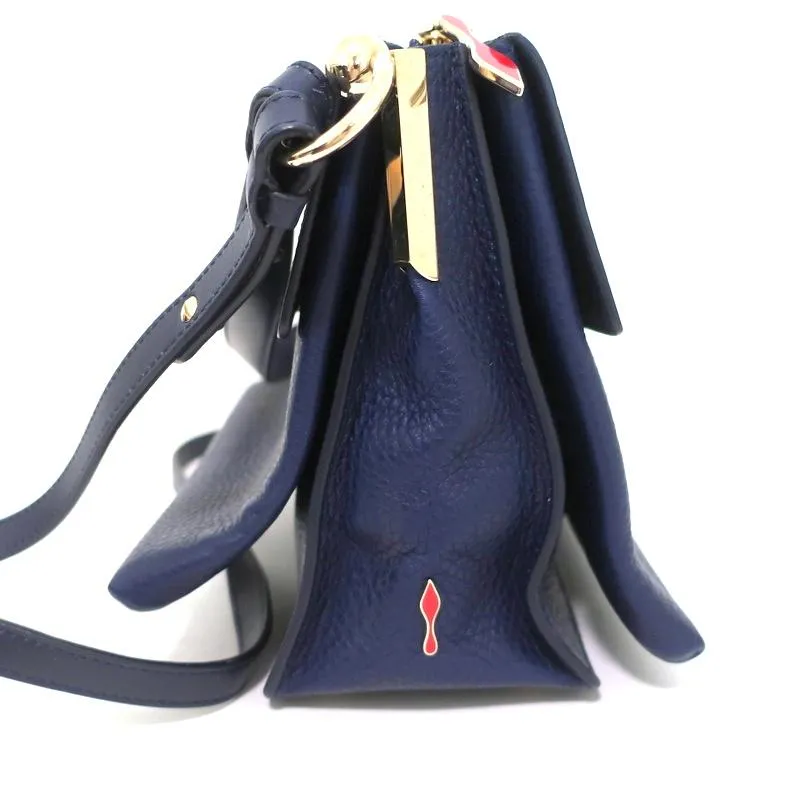Christian Louboutin Passage Messenger Bag Navy Pebbled Leather Shoulder Bag