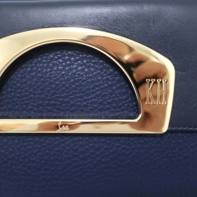 Christian Louboutin Passage Messenger Bag Navy Pebbled Leather Shoulder Bag